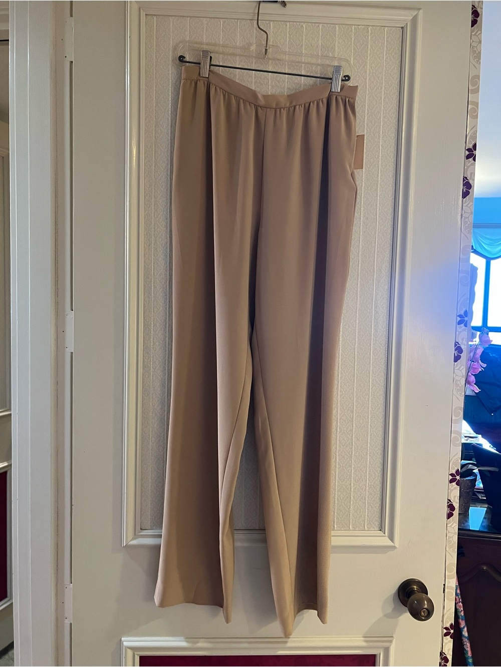 Effortless Wide-Leg Pull-On Pants in Beige